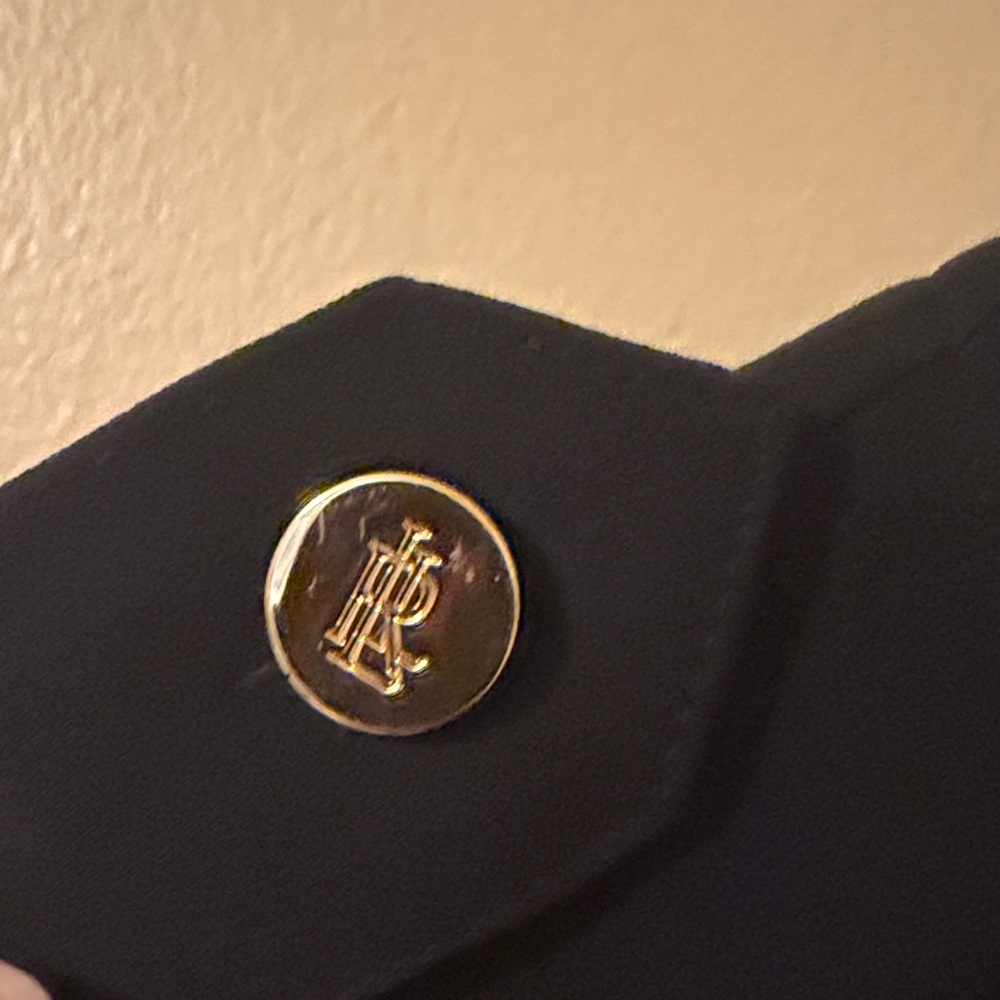 Lauren Ralph Lauren Navy Long-Sleeve Blouse with Gold Buttons Size M - Picture 3 of 4